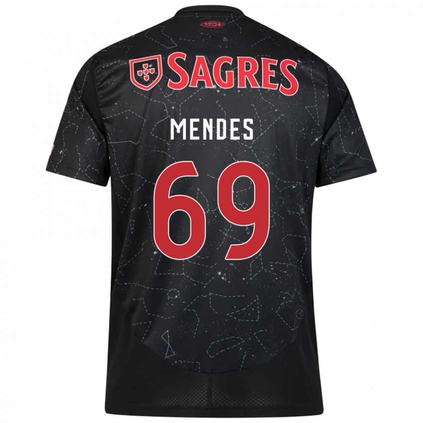 Criança Camisola Vladimir Mendes #69 Vermelho Preto Alternativa 2024/25 Camisa