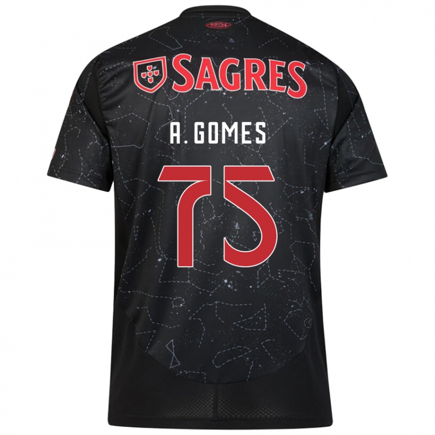 Criança Camisola André Gomes #75 Vermelho Preto Alternativa 2024/25 Camisa