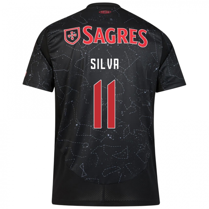 Criança Camisola Jéssica Silva #11 Vermelho Preto Alternativa 2024/25 Camisa