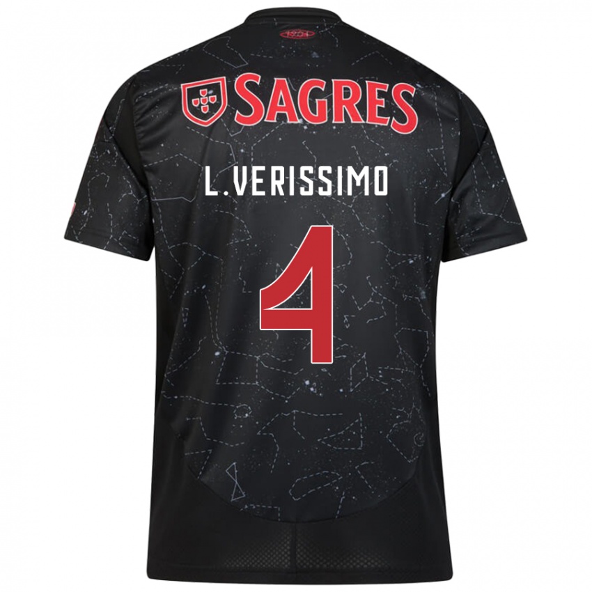 Criança Camisola Lucas Verissimo #4 Vermelho Preto Alternativa 2024/25 Camisa