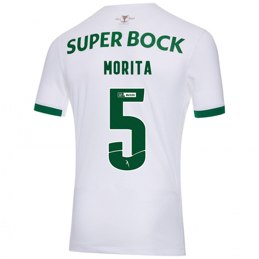 Criança Camisola Hidemasa Morita #5 Verde Branco Alternativa 2024/25 Camisa