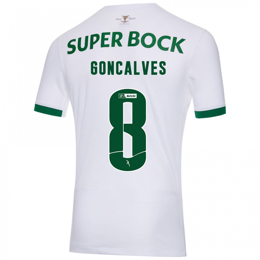 Criança Camisola Pedro Gonçalves #8 Verde Branco Alternativa 2024/25 Camisa