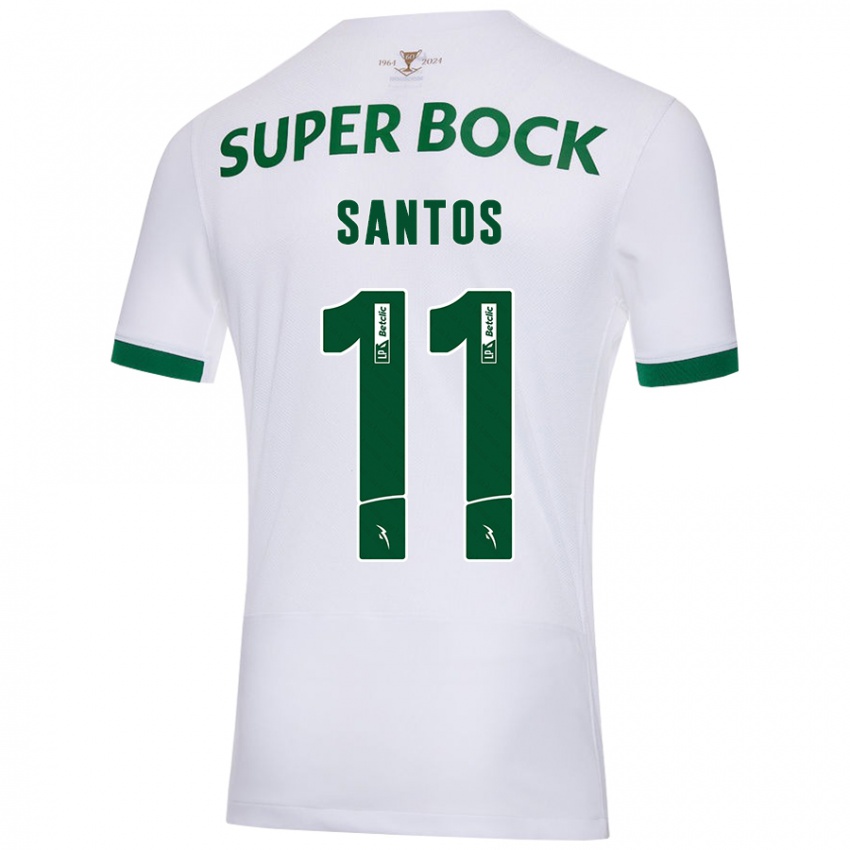 Criança Camisola Nuno Santos #11 Verde Branco Alternativa 2024/25 Camisa