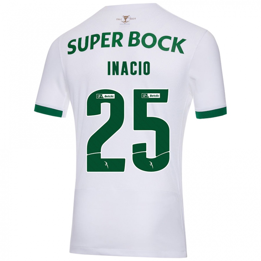 Criança Camisola Gonçalo Inácio #25 Verde Branco Alternativa 2024/25 Camisa