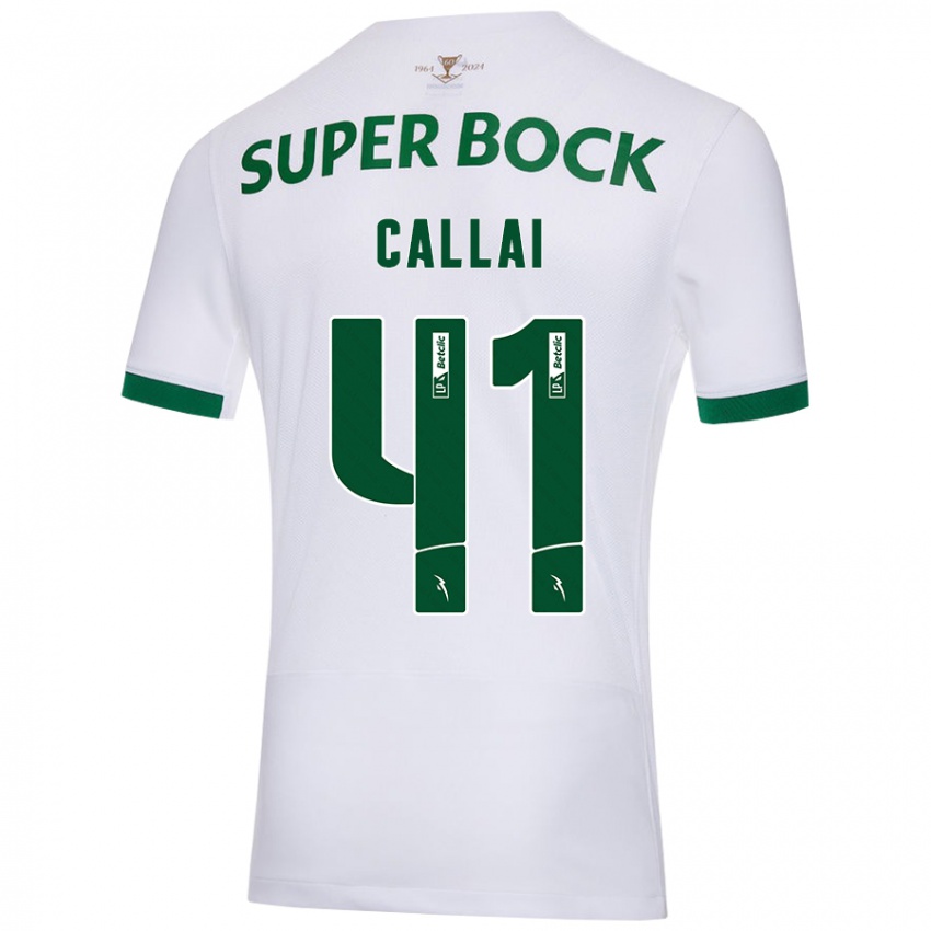 Criança Camisola Diego Callai #41 Verde Branco Alternativa 2024/25 Camisa