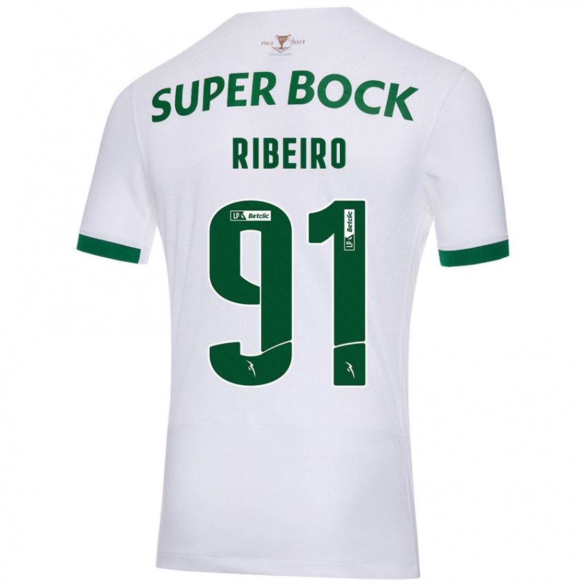 Criança Camisola Rodrigo Ribeiro #91 Verde Branco Alternativa 2024/25 Camisa