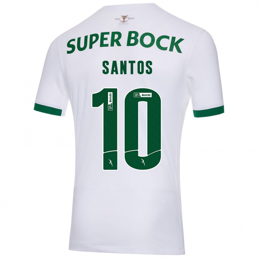 Criança Camisola Guilherme Santos #10 Verde Branco Alternativa 2024/25 Camisa