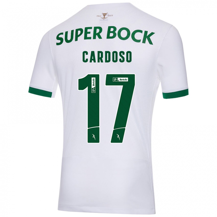 Criança Camisola Diogo Cardoso #17 Verde Branco Alternativa 2024/25 Camisa