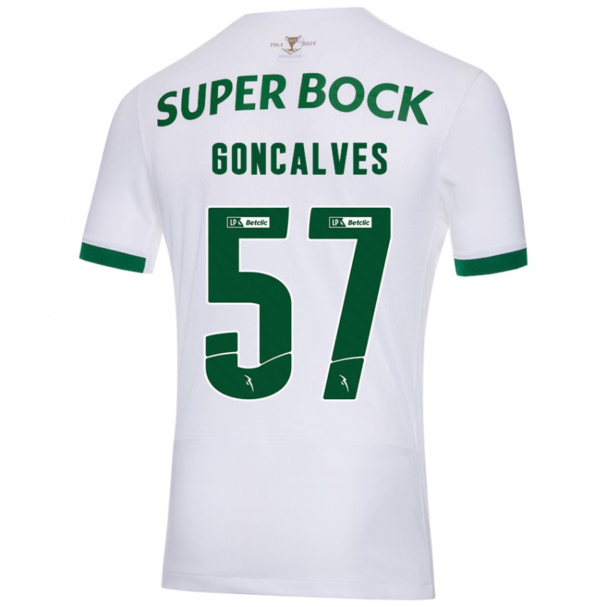 Criança Camisola Inês Gonçalves #57 Verde Branco Alternativa 2024/25 Camisa