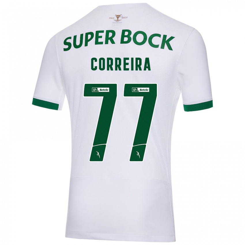 Criança Camisola Alicia Figueiredo Lima Correia #77 Verde Branco Alternativa 2024/25 Camisa