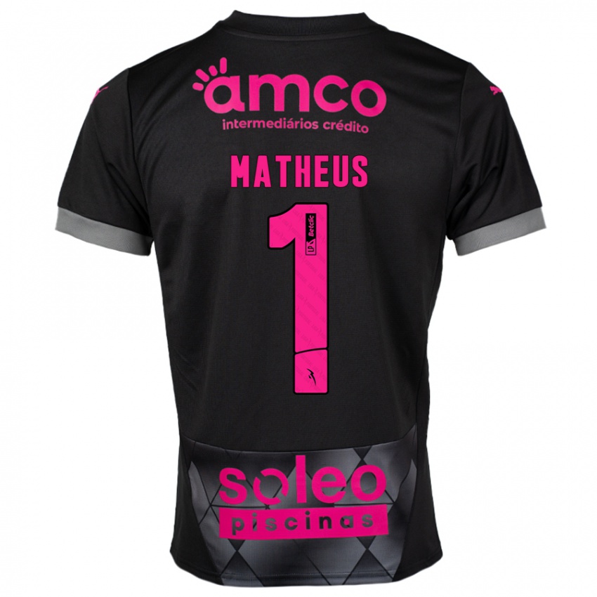 Criança Camisola Matheus #1 Preto Rosa Alternativa 2024/25 Camisa