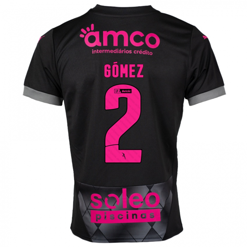 Criança Camisola Víctor Gómez #2 Preto Rosa Alternativa 2024/25 Camisa