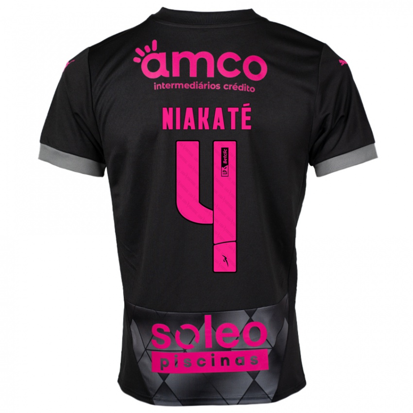 Criança Camisola Sikou Niakaté #4 Preto Rosa Alternativa 2024/25 Camisa