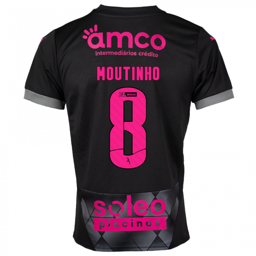 Criança Camisola João Moutinho #8 Preto Rosa Alternativa 2024/25 Camisa