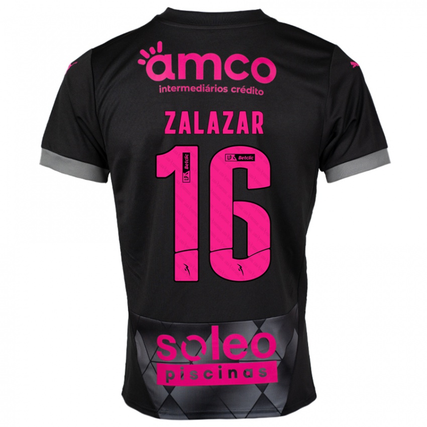 Criança Camisola Rodrigo Zalazar #16 Preto Rosa Alternativa 2024/25 Camisa