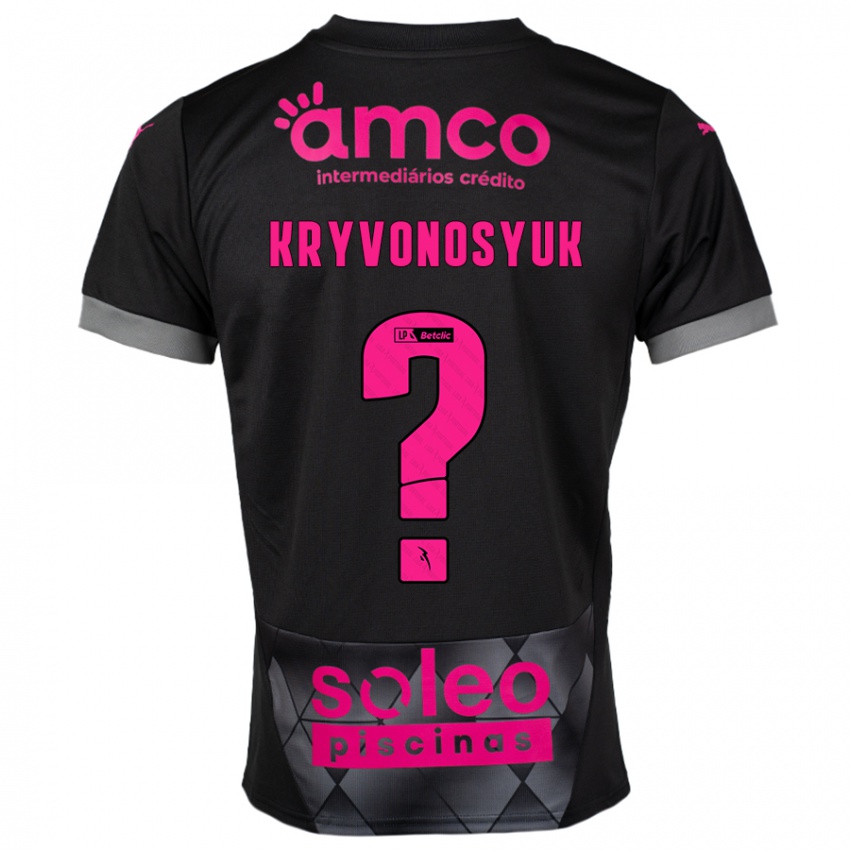 Criança Camisola Leonardo Kryvonosyuk #0 Preto Rosa Alternativa 2024/25 Camisa