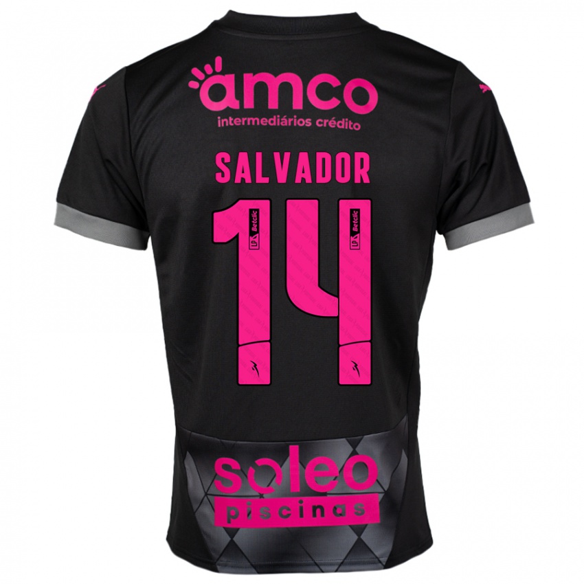 Criança Camisola João Salvador #14 Preto Rosa Alternativa 2024/25 Camisa