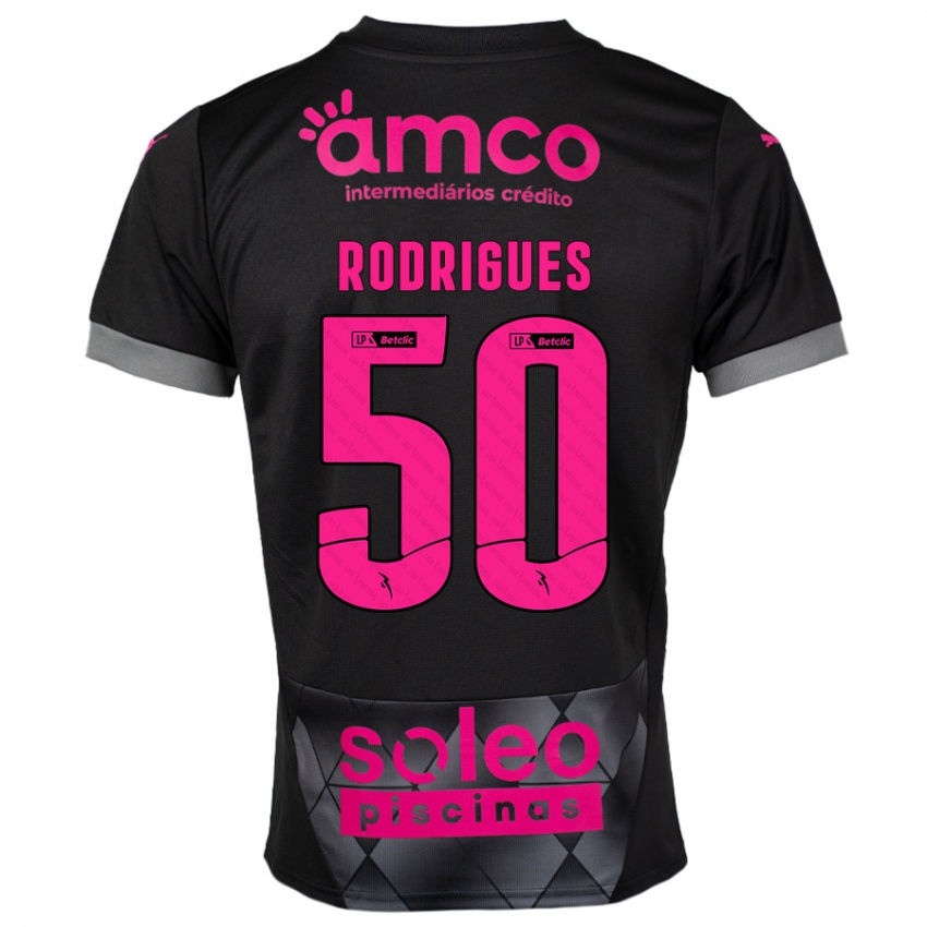 Criança Camisola Diego Rodrigues #50 Preto Rosa Alternativa 2024/25 Camisa