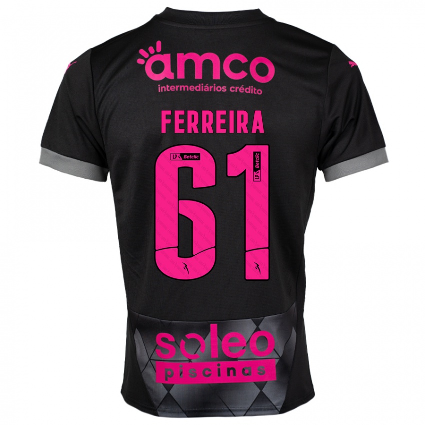 Criança Camisola Tiago Ferreira #61 Preto Rosa Alternativa 2024/25 Camisa