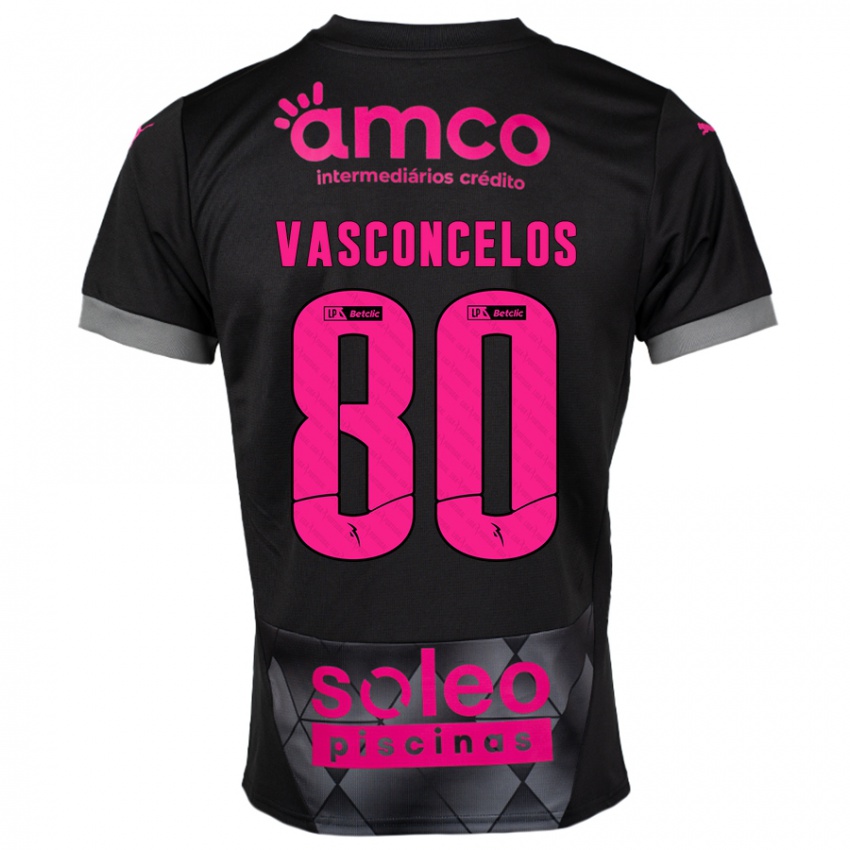 Criança Camisola Vasconcelos #80 Preto Rosa Alternativa 2024/25 Camisa