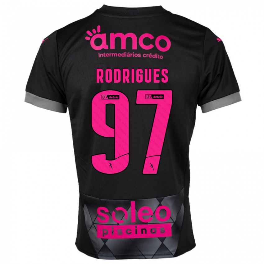 Criança Camisola Dinis Rodrigues #97 Preto Rosa Alternativa 2024/25 Camisa