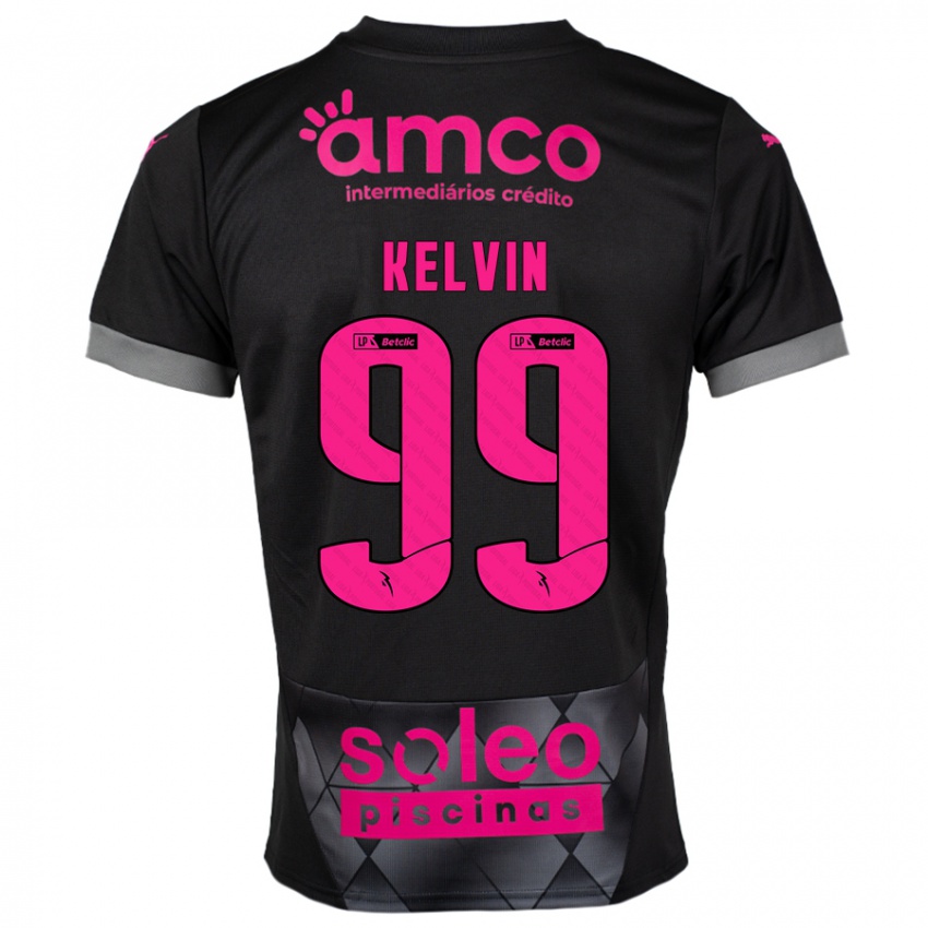 Criança Camisola Kauan Kelvin #99 Preto Rosa Alternativa 2024/25 Camisa