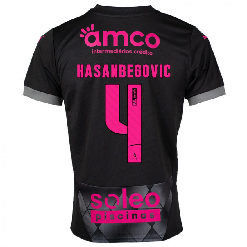 Criança Camisola Melisa Hasanbegović #4 Preto Rosa Alternativa 2024/25 Camisa