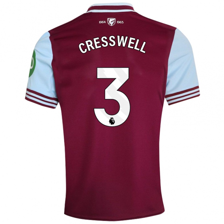 Homem Camisola Aaron Cresswell #3 Vermelho Escuro Principal 2024/25 Camisa