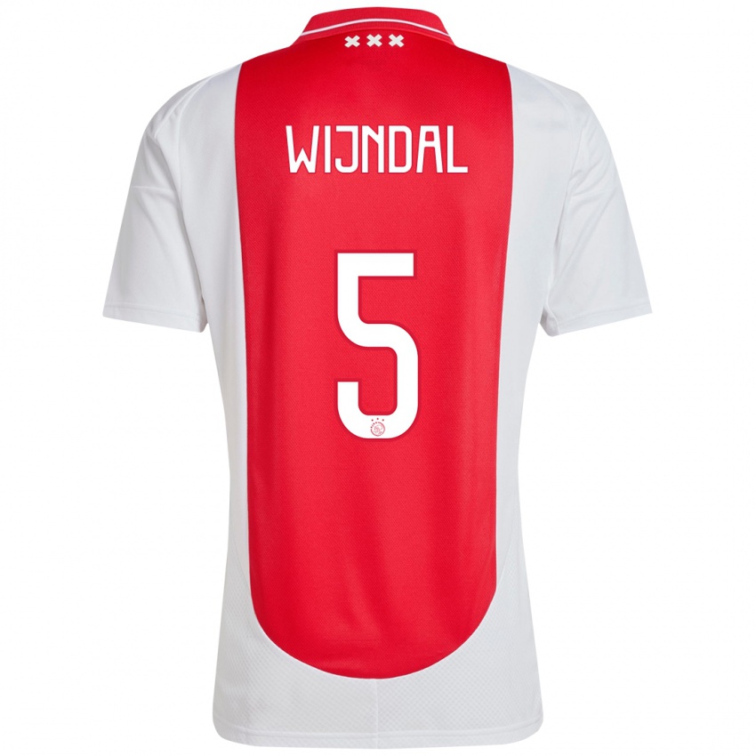 Homem Camisola Owen Wijndal #5 Branco Vermelho Principal 2024/25 Camisa