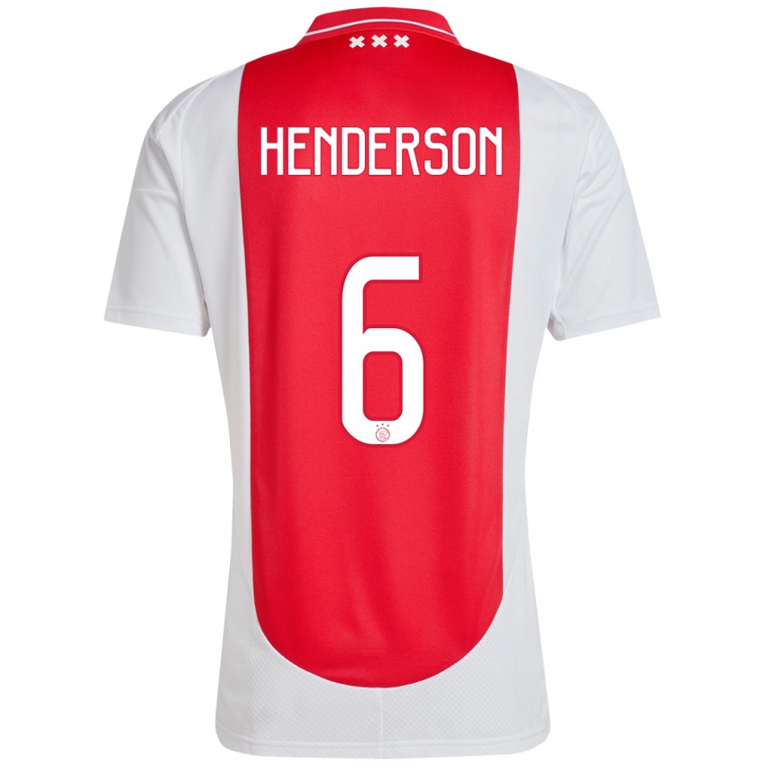 Homem Camisola Jordan Henderson #6 Branco Vermelho Principal 2024/25 Camisa