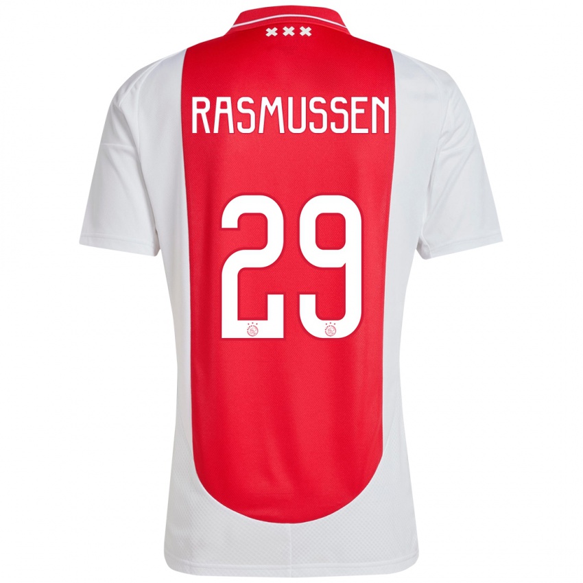 Homem Camisola Christian Rasmussen #29 Branco Vermelho Principal 2024/25 Camisa