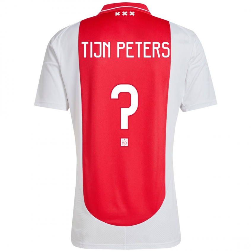 Homem Camisola Tijn Peters #0 Branco Vermelho Principal 2024/25 Camisa