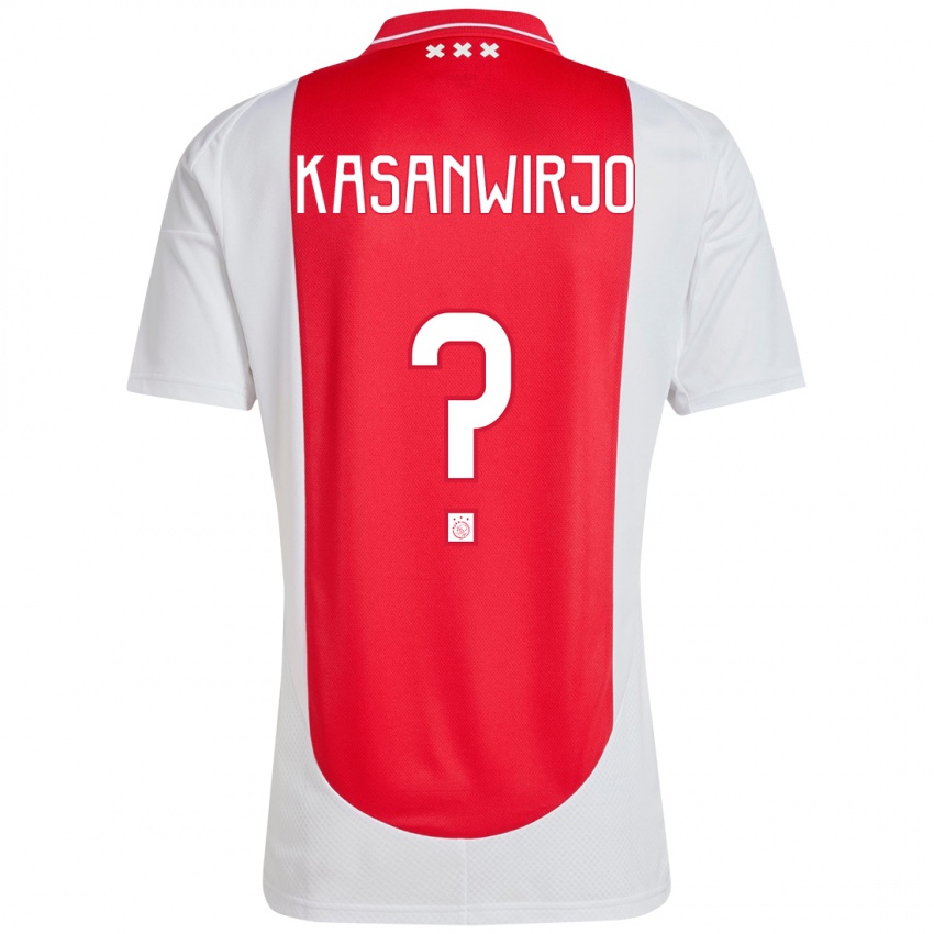 Homem Camisola Kennynho Kasanwirjo #0 Branco Vermelho Principal 2024/25 Camisa