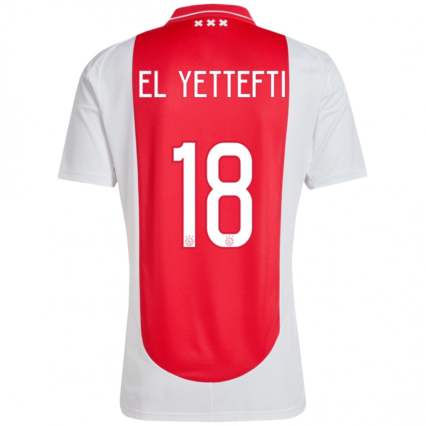 Homem Camisola Adil Amghar El Yettefti #18 Branco Vermelho Principal 2024/25 Camisa