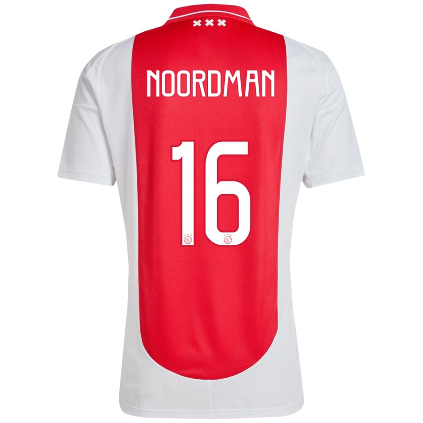 Homem Camisola Danique Noordman #16 Branco Vermelho Principal 2024/25 Camisa