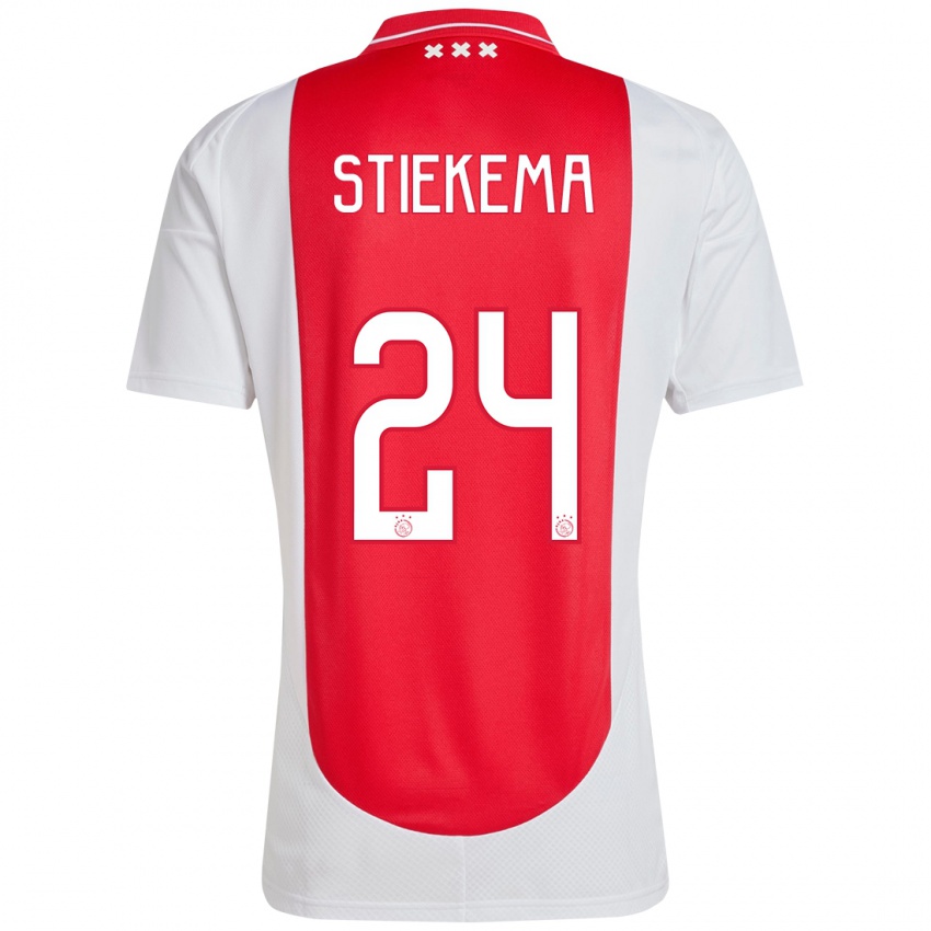 Homem Camisola Iris Stiekema #24 Branco Vermelho Principal 2024/25 Camisa