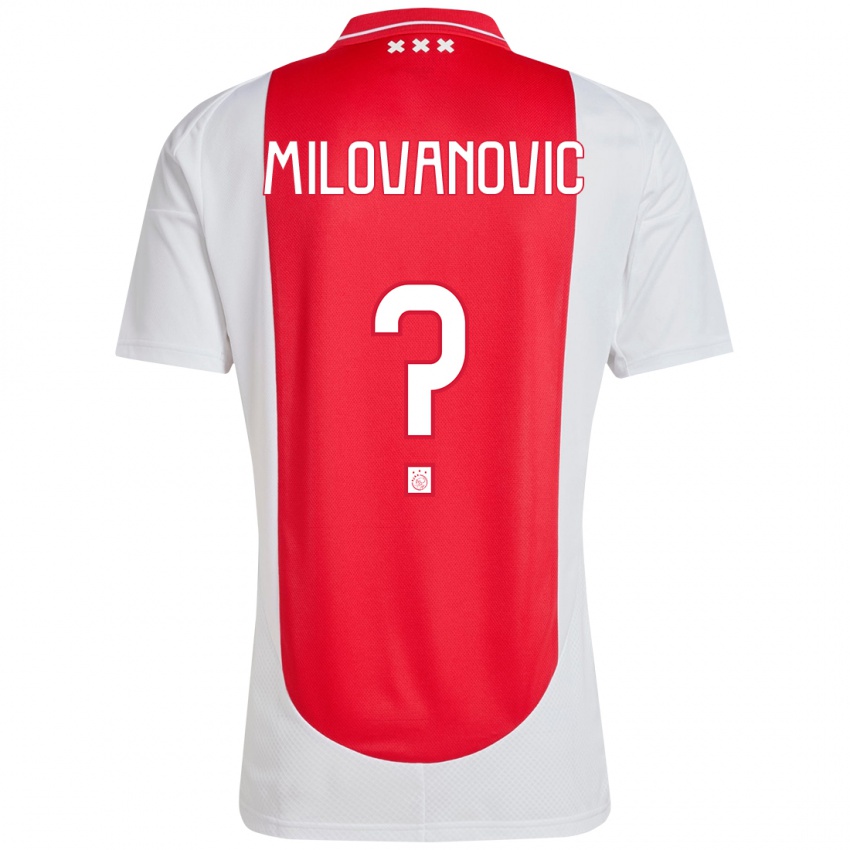 Homem Camisola Mateja Milovanovic #0 Branco Vermelho Principal 2024/25 Camisa