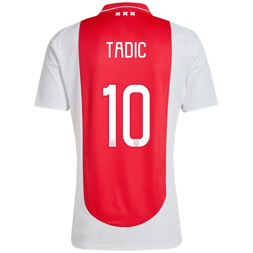 Homem Camisola Dusan Tadic #10 Branco Vermelho Principal 2024/25 Camisa