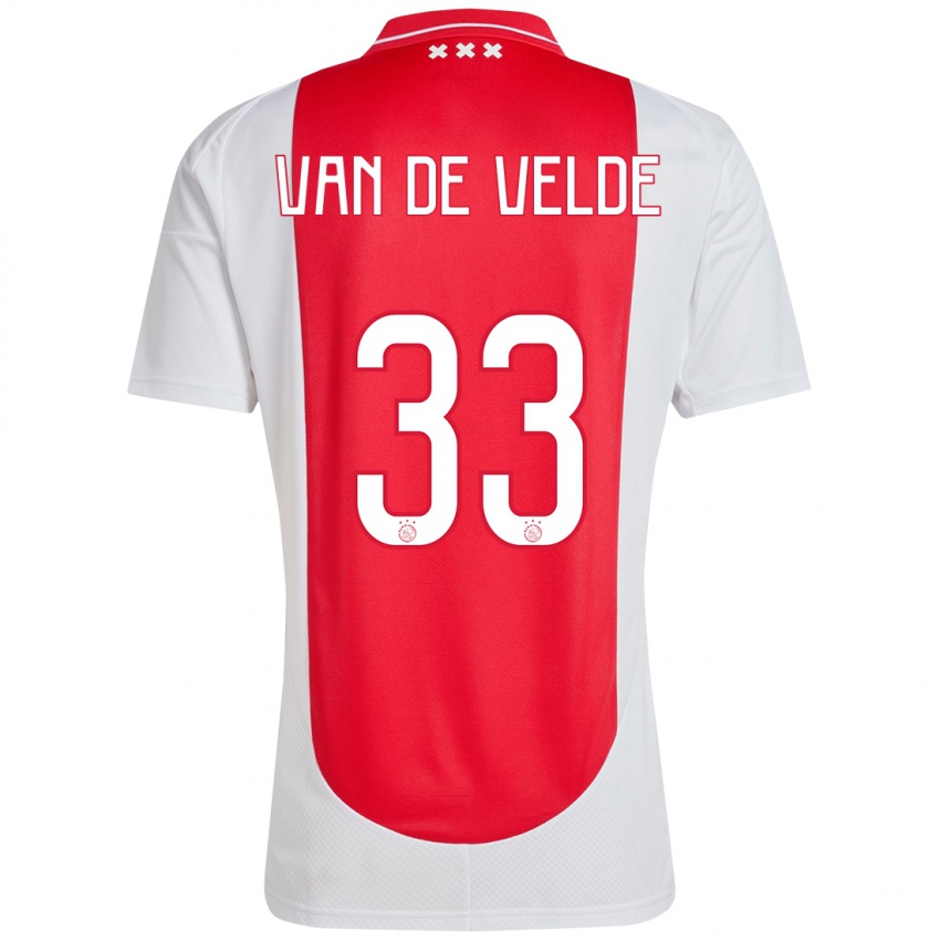 Homem Camisola Jonna Van De Velde #33 Branco Vermelho Principal 2024/25 Camisa