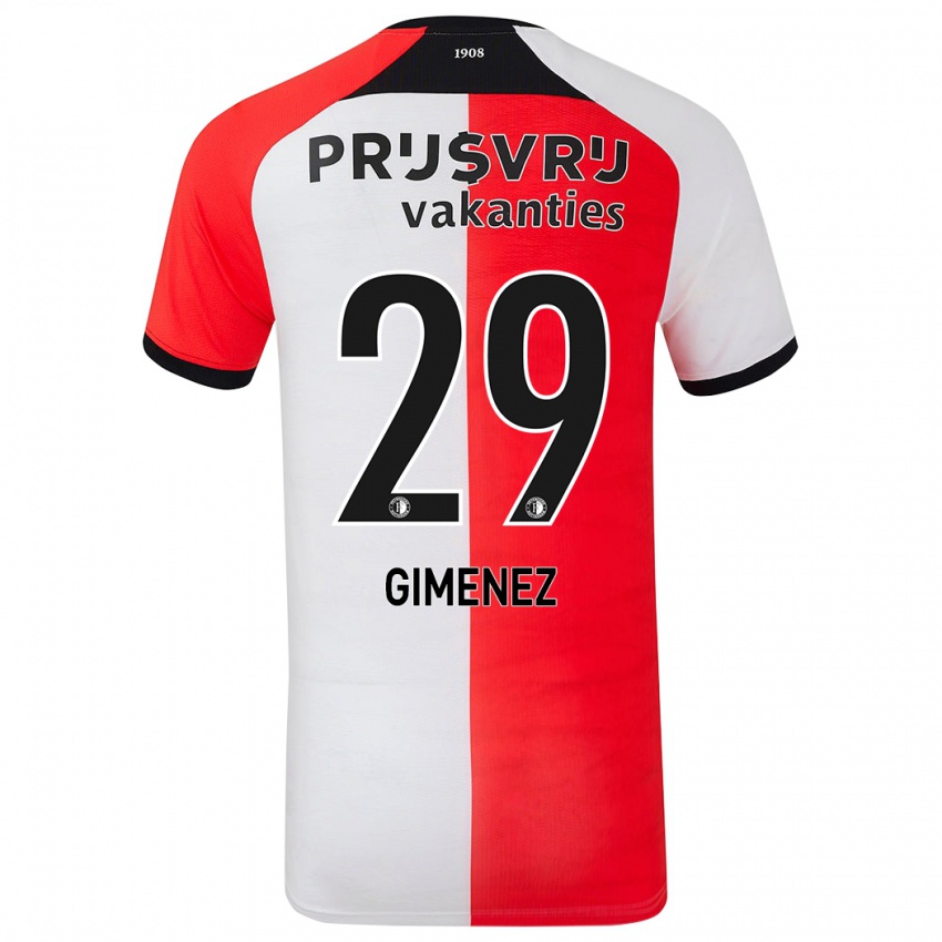 Homem Camisola Santiago Gimenez #29 Branco Vermelho Principal 2024/25 Camisa