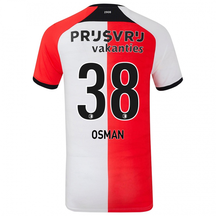 Homem Camisola Ibrahim Osman #38 Branco Vermelho Principal 2024/25 Camisa