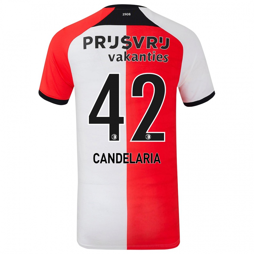 Homem Camisola Jayden Candelaria #42 Branco Vermelho Principal 2024/25 Camisa