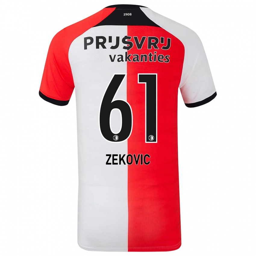 Homem Camisola Aleks Zekovic #61 Branco Vermelho Principal 2024/25 Camisa