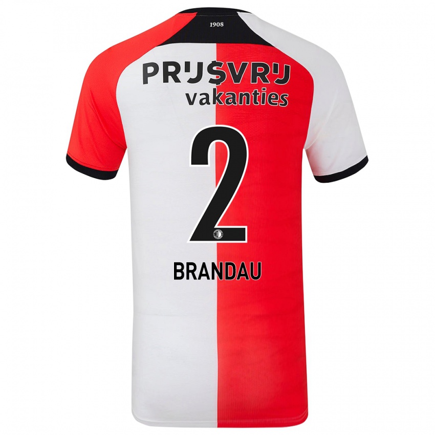 Homem Camisola Justine Brandau #2 Branco Vermelho Principal 2024/25 Camisa