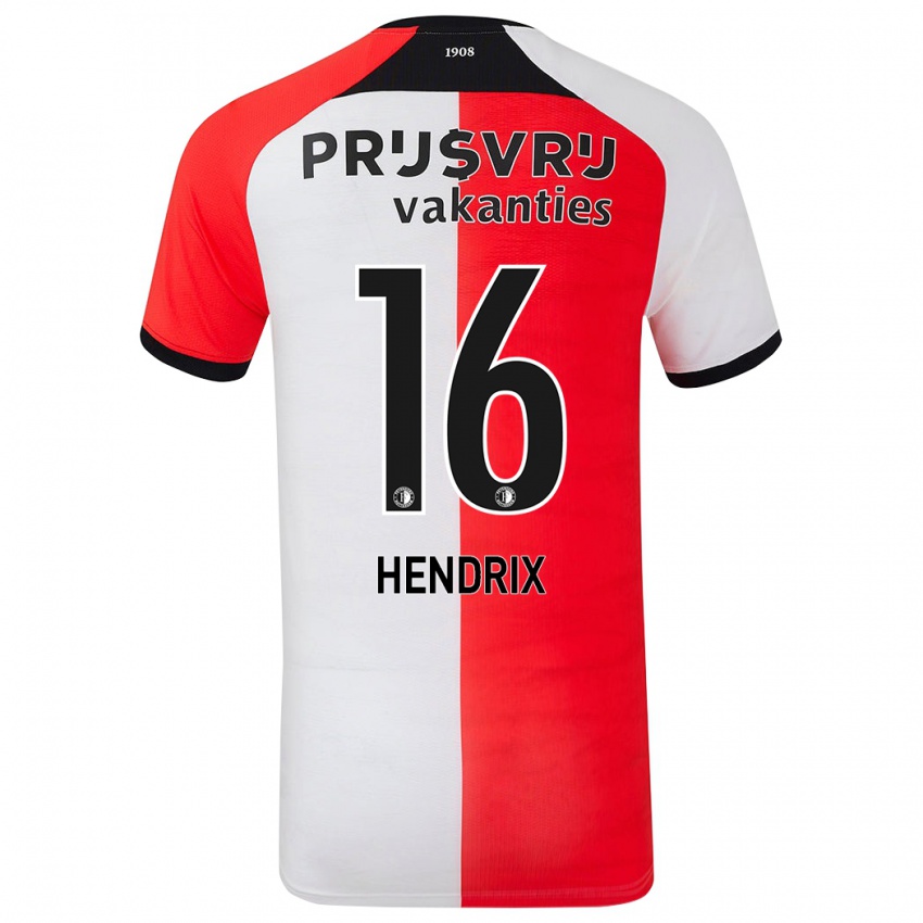 Homem Camisola Jorrit Hendrix #16 Branco Vermelho Principal 2024/25 Camisa