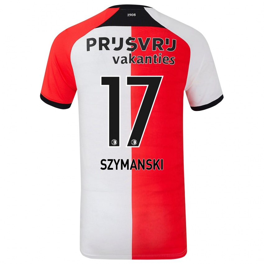 Homem Camisola Sebastian Szymanski #17 Branco Vermelho Principal 2024/25 Camisa