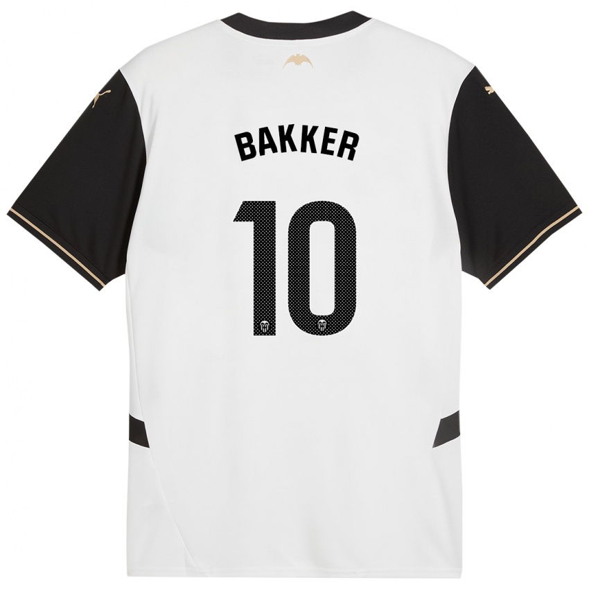 Homem Camisola Linda Bakker #10 Preto Branco Principal 2024/25 Camisa