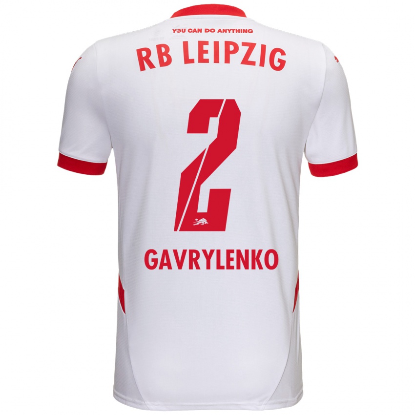 Homem Camisola Oleksandr Gavrylenko #2 Vermelho Branco Principal 2024/25 Camisa