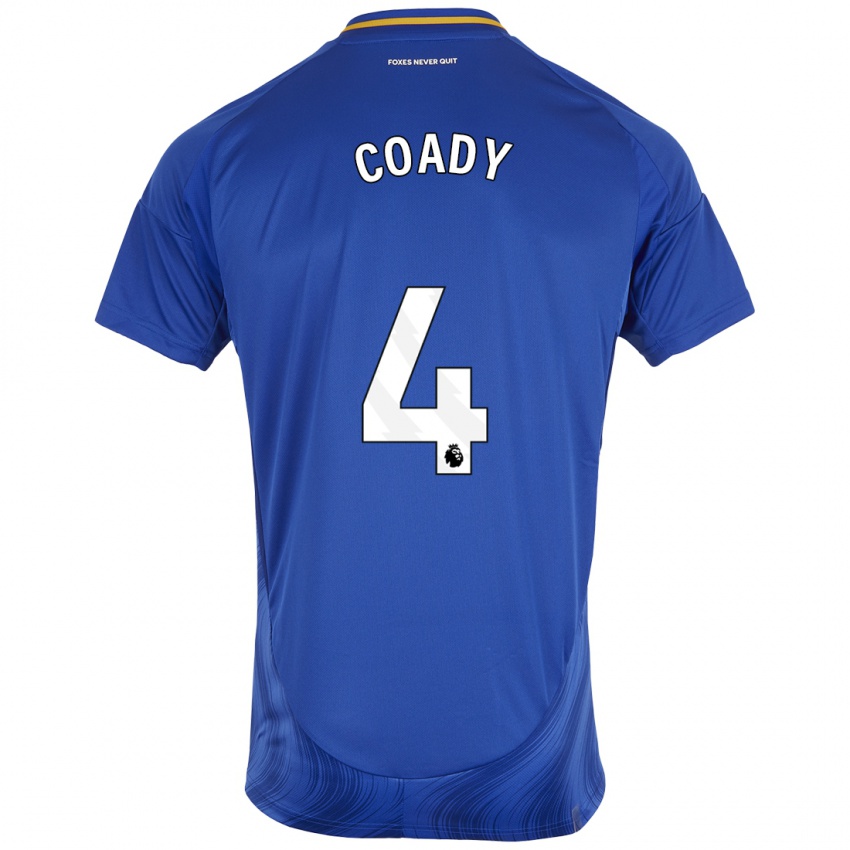 Homem Camisola Conor Coady #4 Azul Branco Principal 2024/25 Camisa