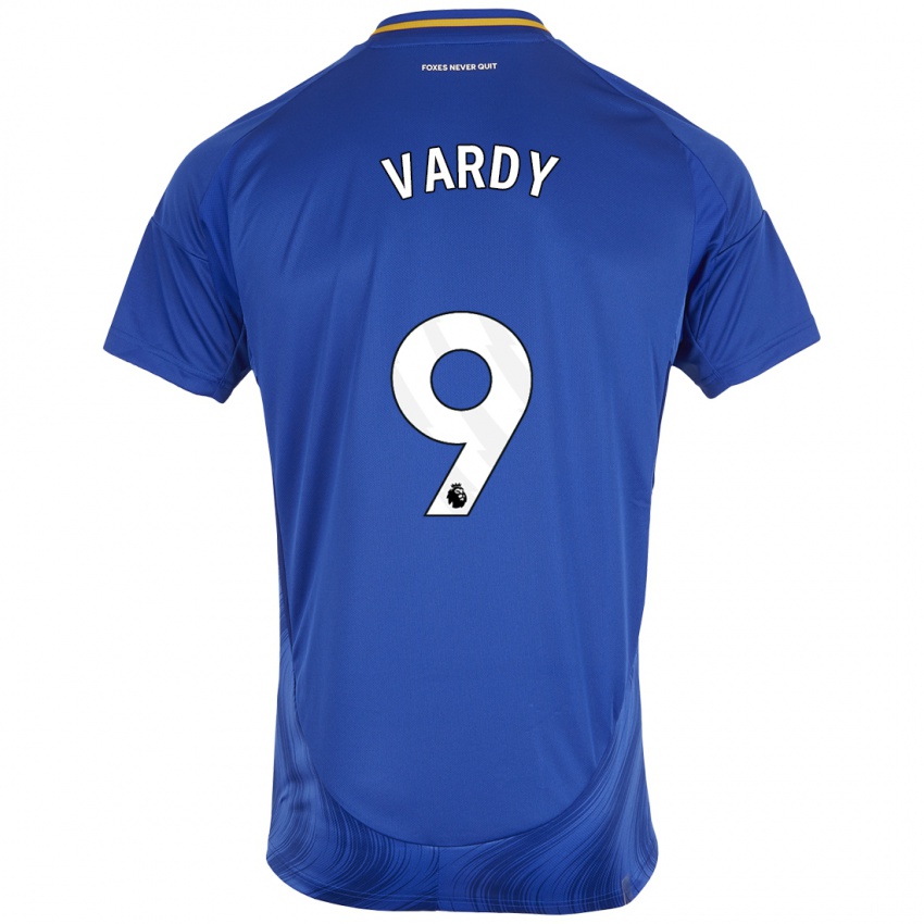 Homem Camisola Jamie Vardy #9 Azul Branco Principal 2024/25 Camisa